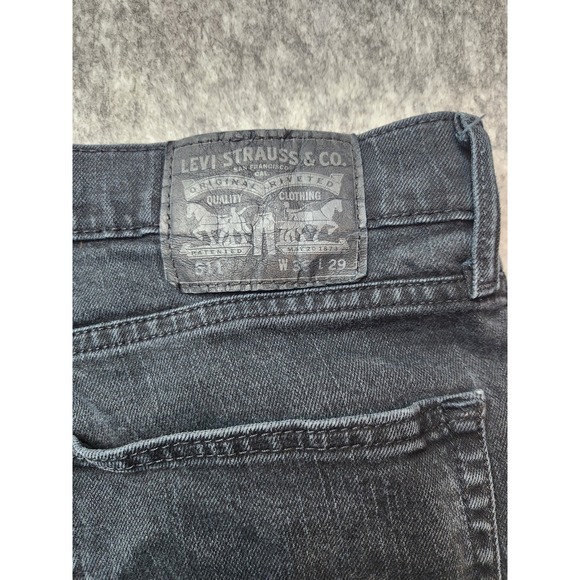 Levi's 511 Jeans Mens 36x29 Black Denim Slim Fit Stretch Charcoal Wash Red Tab - Picture 5 of 16